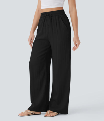 Kyra Linen Feel Wide Leg Trousers