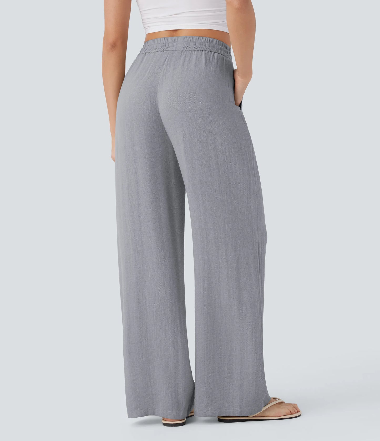 Kyra Linen Feel Wide Leg Trousers