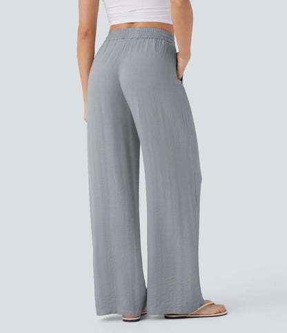 Kyra Linen Feel Wide Leg Trousers
