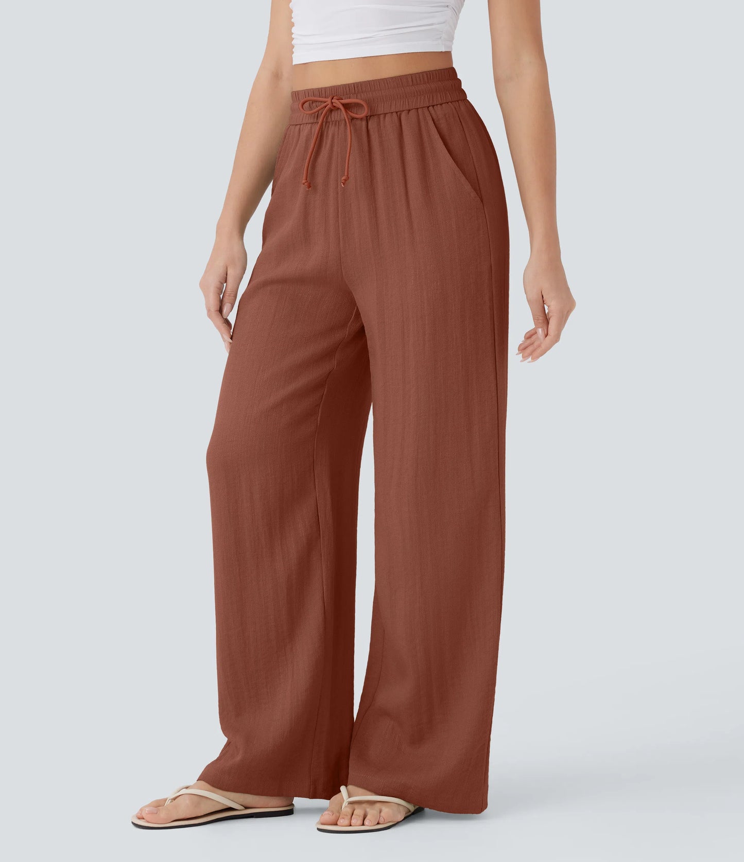 Kyra Linen Feel Wide Leg Trousers
