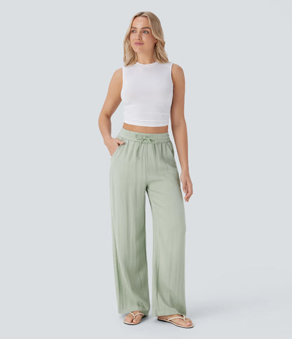 Kyra Linen Feel Wide Leg Trousers