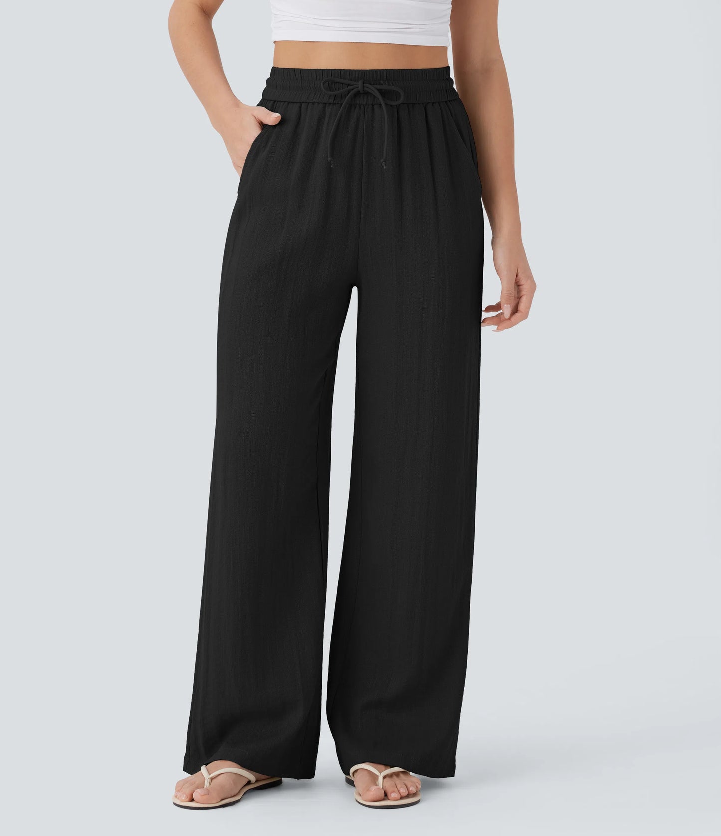 Kyra Linen Feel Wide Leg Trousers
