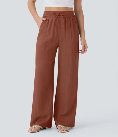 Kyra Linen Feel Wide Leg Trousers