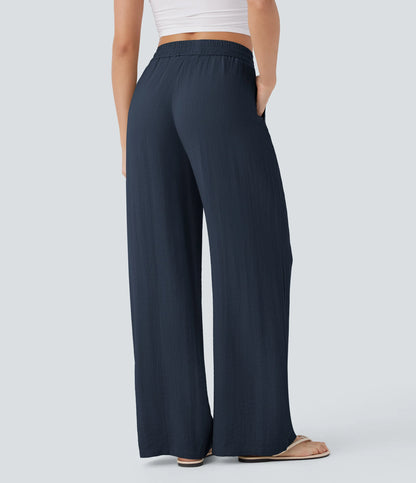 Kyra Linen Feel Wide Leg Trousers