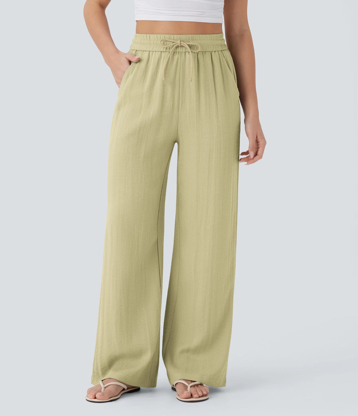 Kyra Linen Feel Wide Leg Trousers