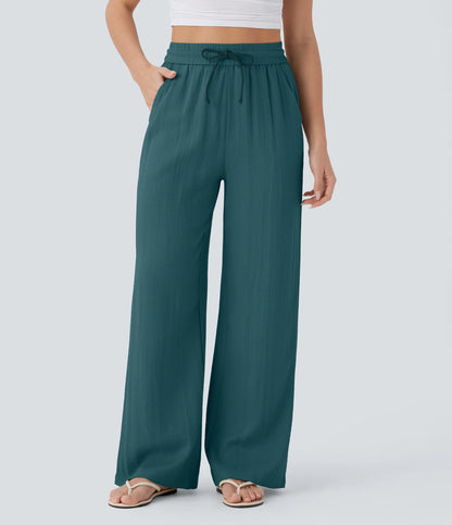 Kyra Linen Feel Wide Leg Trousers