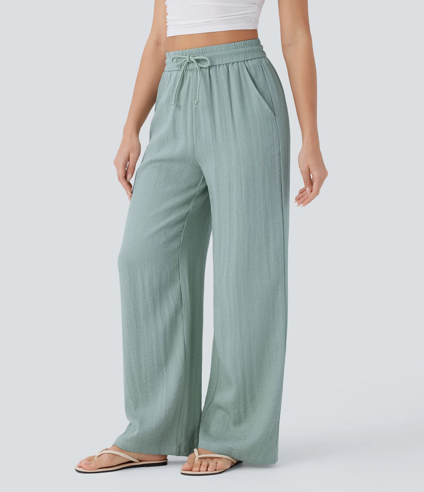 Kyra Linen Feel Wide Leg Trousers