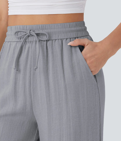Kyra Linen Feel Wide Leg Trousers