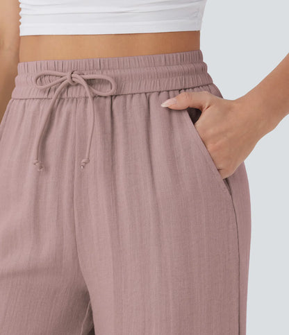 Kyra Linen Feel Wide Leg Trousers