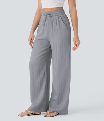 Kyra Linen Feel Wide Leg Trousers