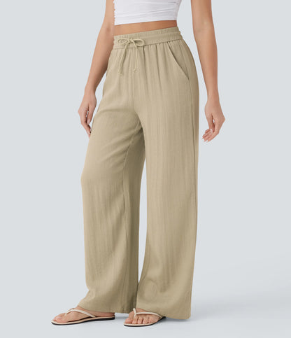 Kyra Linen Feel Wide Leg Trousers