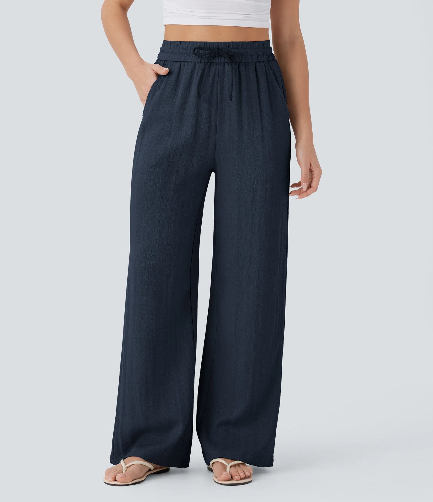 Kyra Linen Feel Wide Leg Trousers