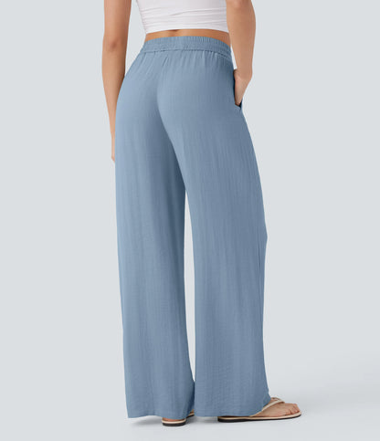 Kyra Linen Feel Wide Leg Trousers