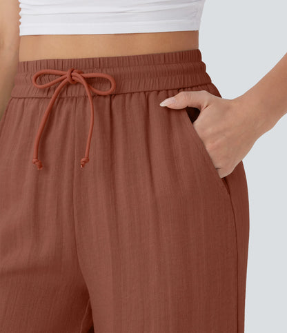 Kyra Linen Feel Wide Leg Trousers