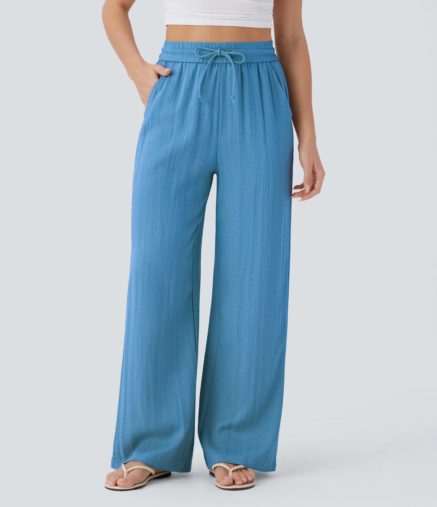 Kyra Linen Feel Wide Leg Trousers