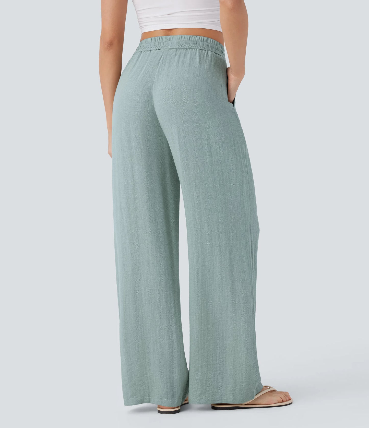 Kyra Linen Feel Wide Leg Trousers