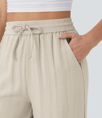 Kyra Linen Feel Wide Leg Trousers