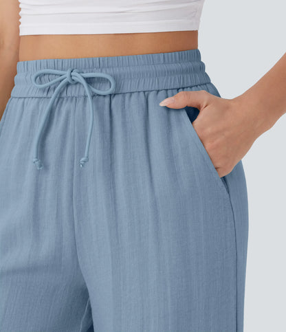 Kyra Linen Feel Wide Leg Trousers