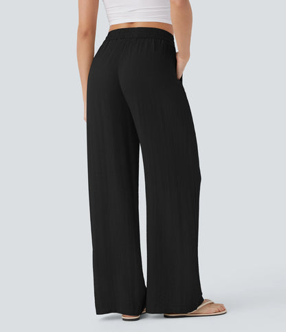 Kyra Linen Feel Wide Leg Trousers