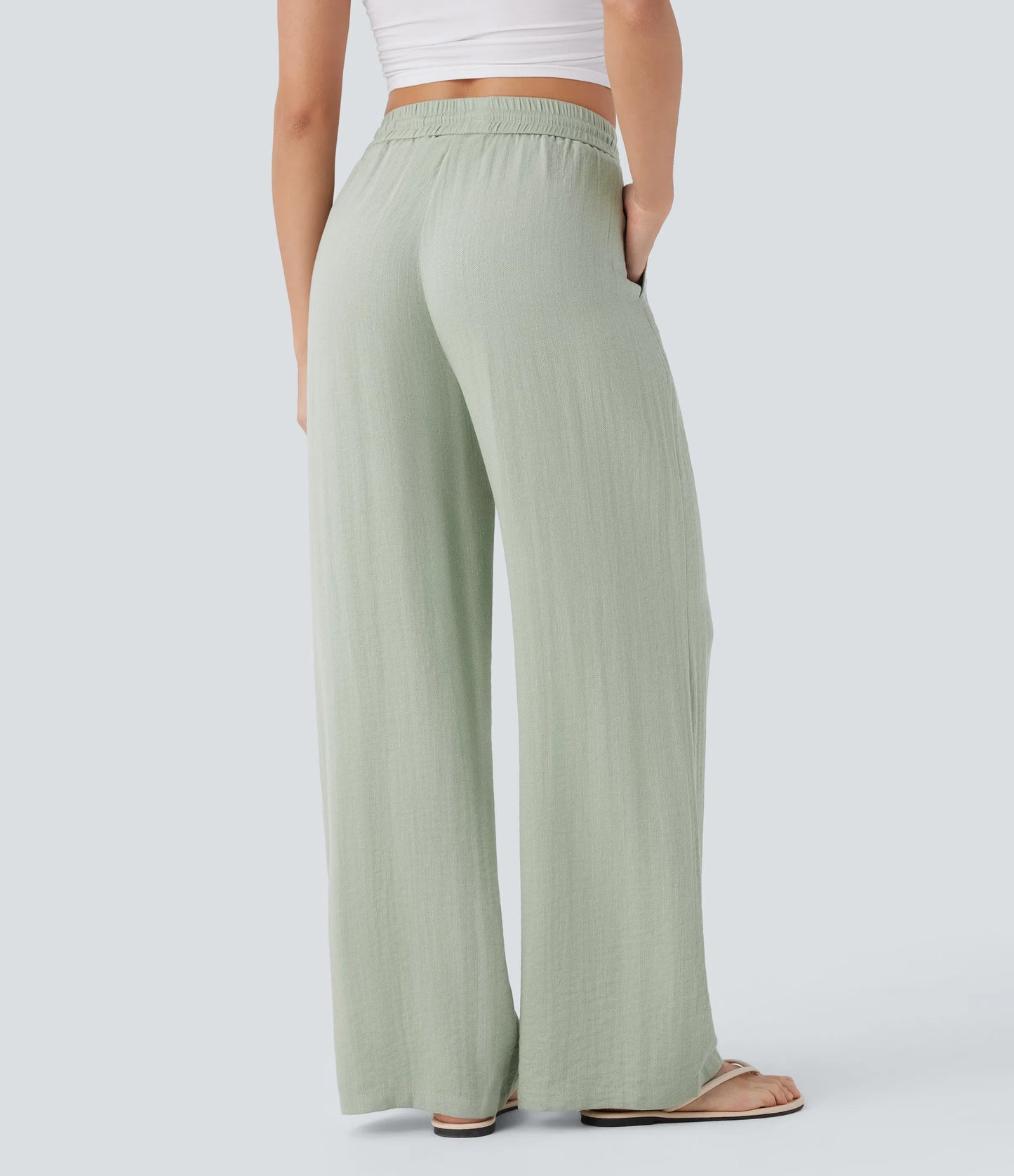 Kyra Linen Feel Wide Leg Trousers