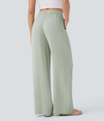 Kyra Linen Feel Wide Leg Trousers