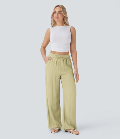 Kyra Linen Feel Wide Leg Trousers
