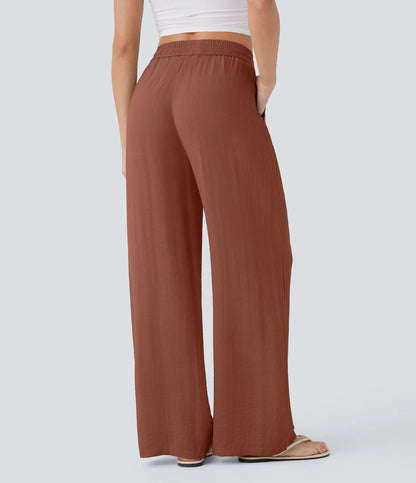Kyra Linen Feel Wide Leg Trousers