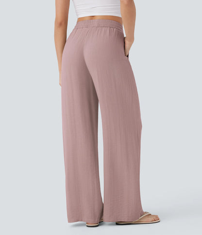 Kyra Linen Feel Wide Leg Trousers