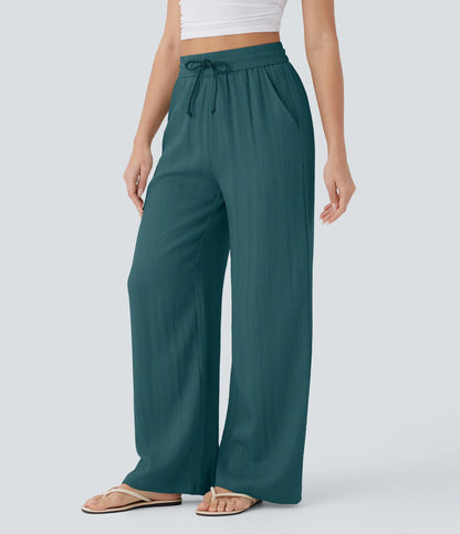 Kyra Linen Feel Wide Leg Trousers