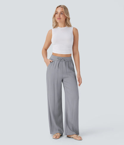 Kyra Linen Feel Wide Leg Trousers