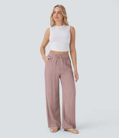 Kyra Linen Feel Wide Leg Trousers