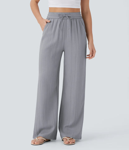 Kyra Linen Feel Wide Leg Trousers