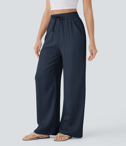 Kyra Linen Feel Wide Leg Trousers