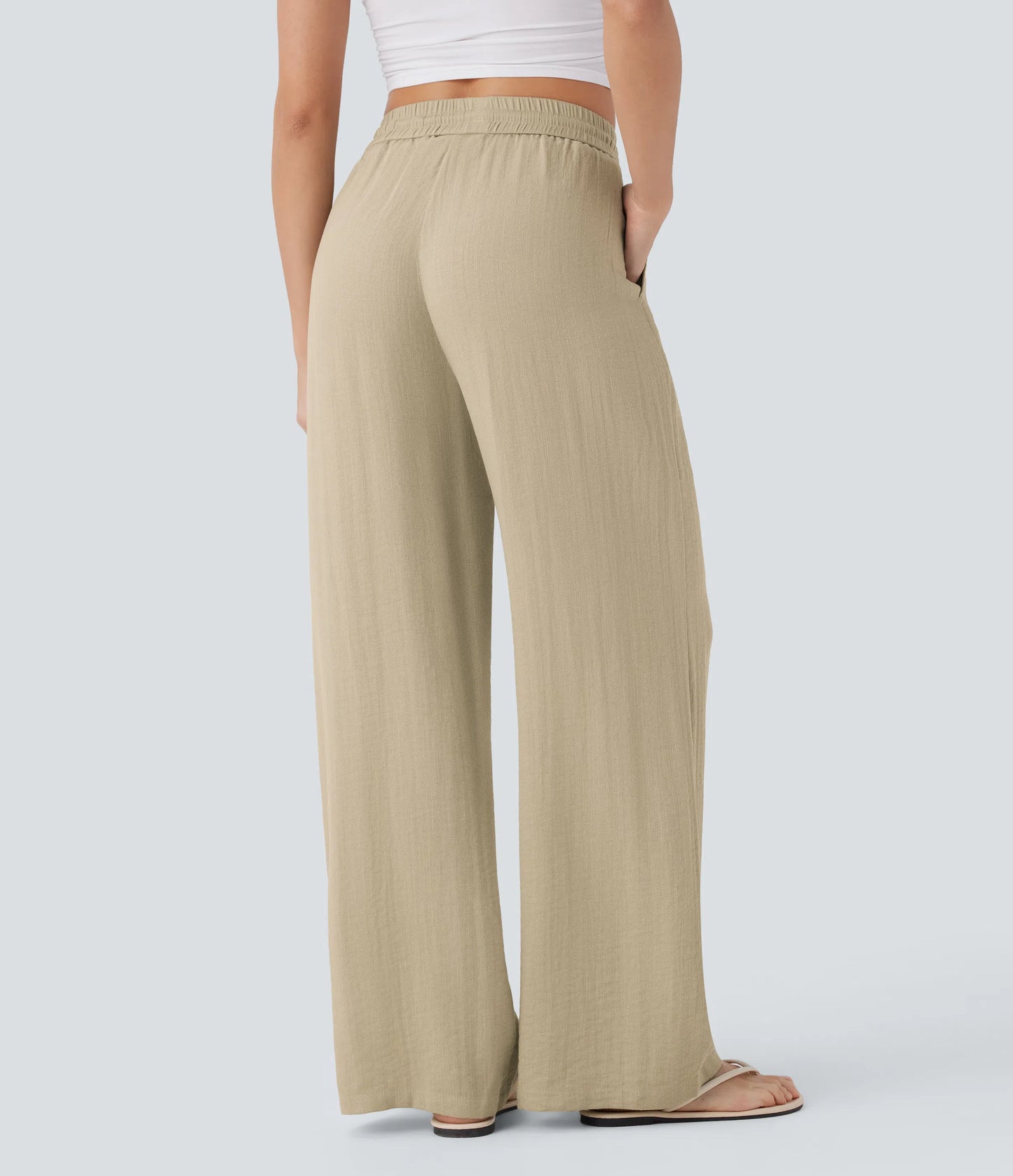 Kyra Linen Feel Wide Leg Trousers