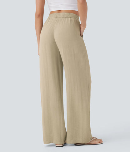 Kyra Linen Feel Wide Leg Trousers