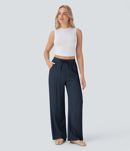 Kyra Linen Feel Wide Leg Trousers
