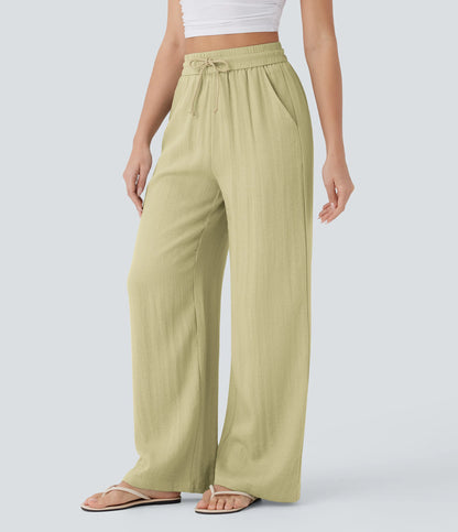 Kyra Linen Feel Wide Leg Trousers