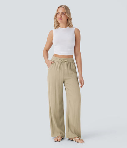 Kyra Linen Feel Wide Leg Trousers
