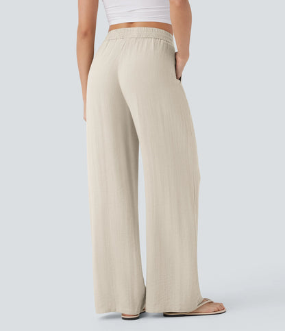 Kyra Linen Feel Wide Leg Trousers