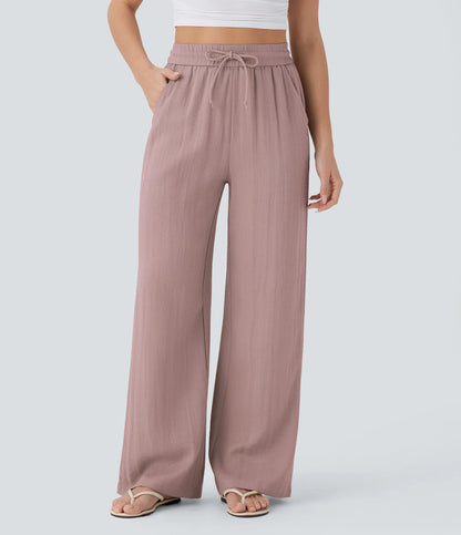 Kyra Linen Feel Wide Leg Trousers