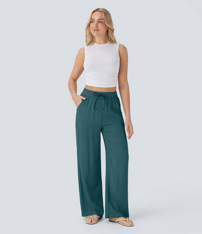 Kyra Linen Feel Wide Leg Trousers
