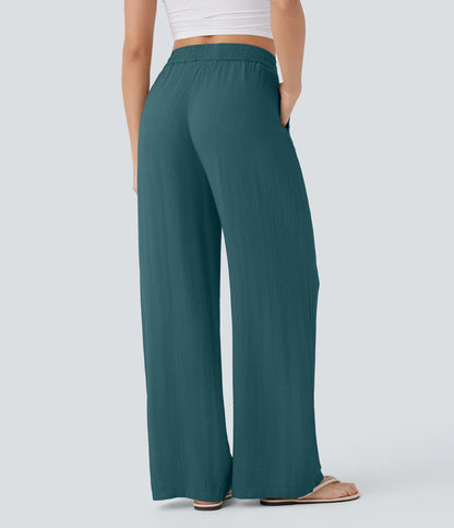 Kyra Linen Feel Wide Leg Trousers