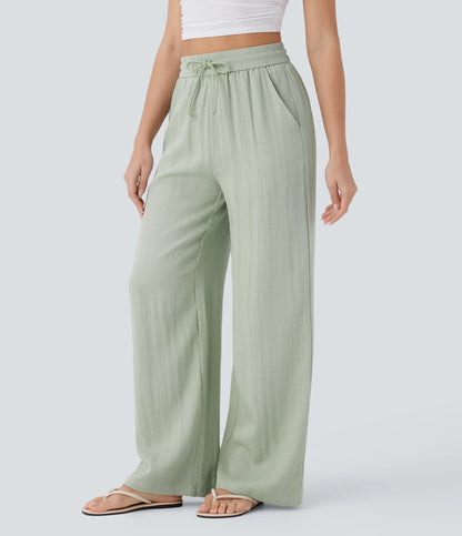 Kyra Linen Feel Wide Leg Trousers