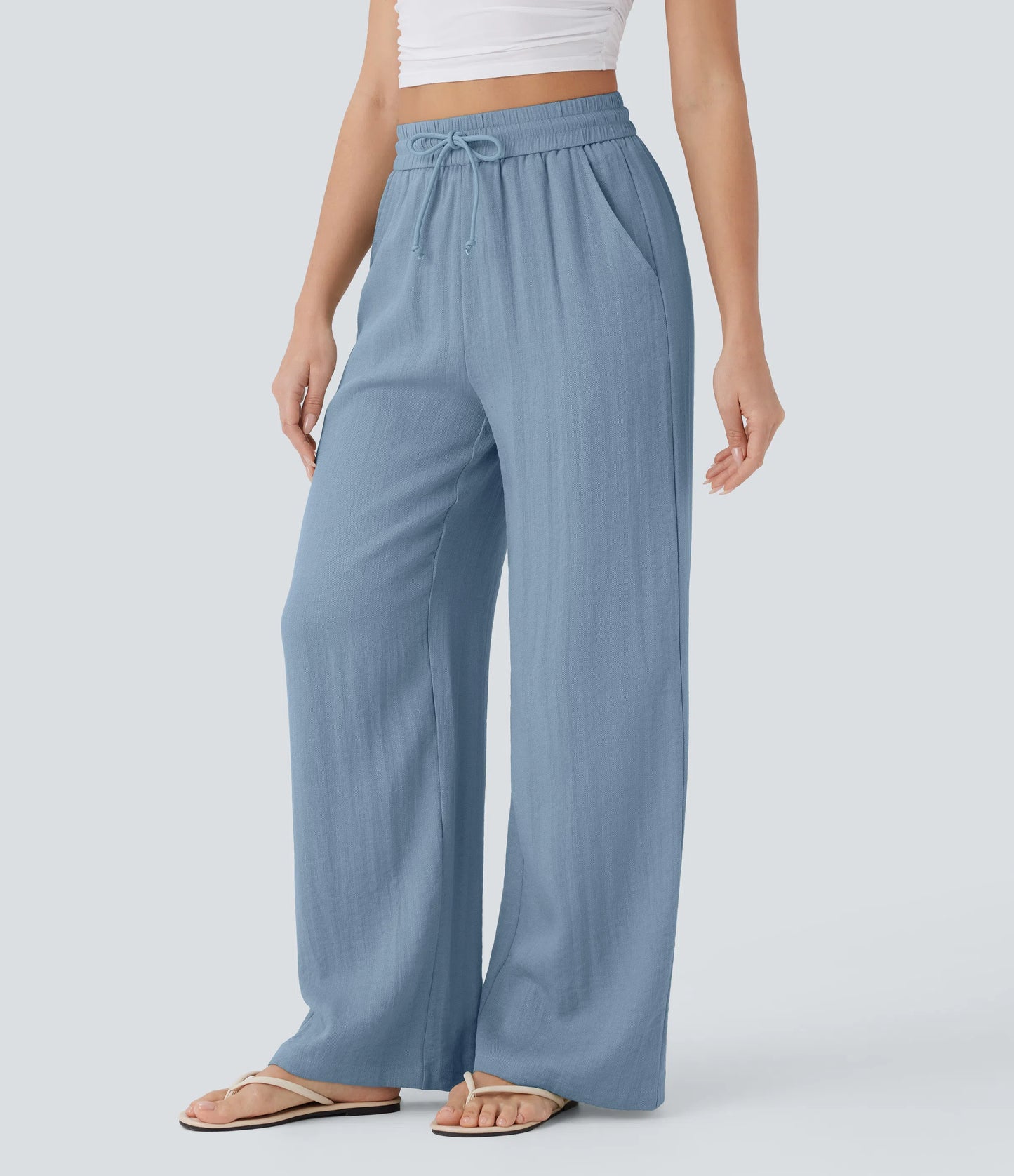 Kyra Linen Feel Wide Leg Trousers
