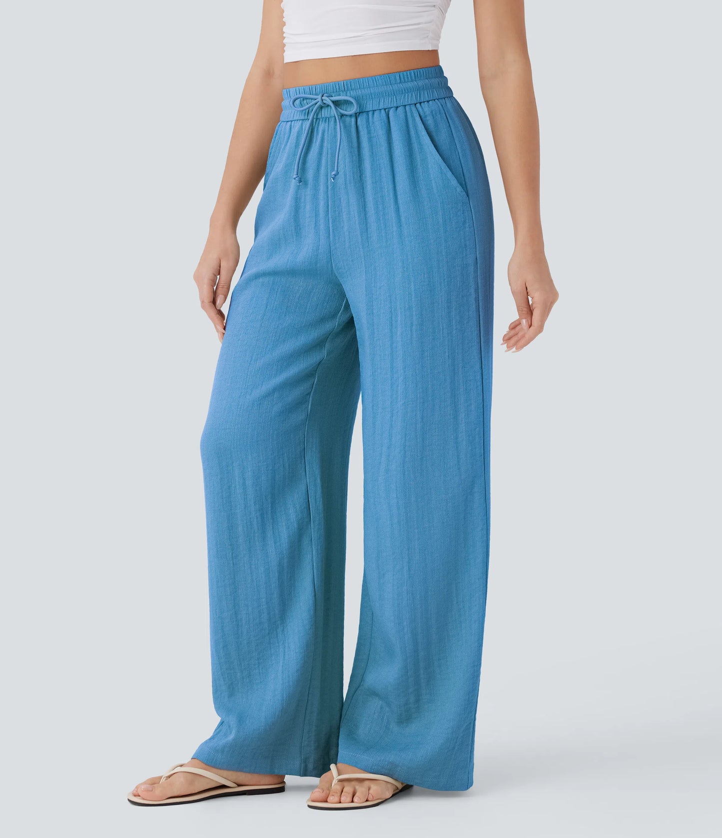 Kyra Linen Feel Wide Leg Trousers