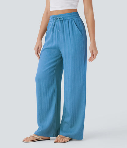 Kyra Linen Feel Wide Leg Trousers