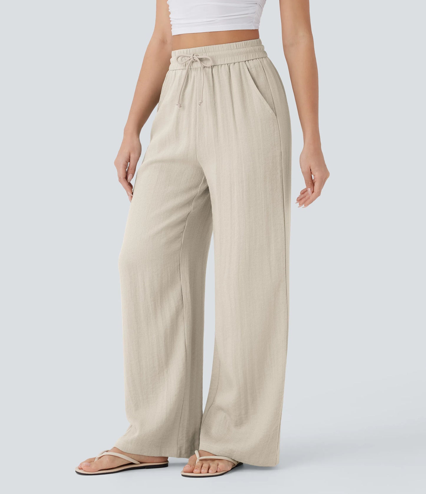Kyra Linen Feel Wide Leg Trousers