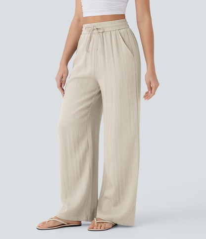 Kyra Linen Feel Wide Leg Trousers
