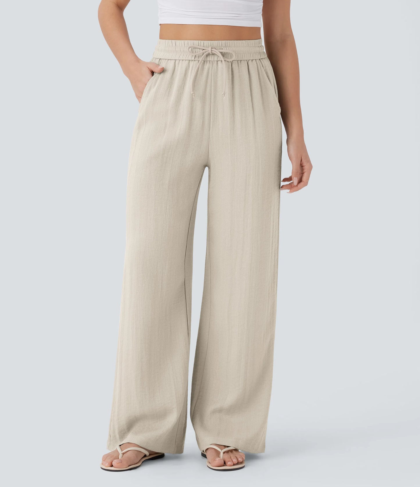 Kyra Linen Feel Wide Leg Trousers