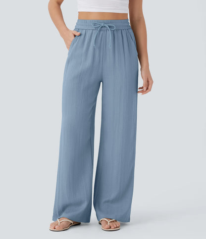 Kyra Linen Feel Wide Leg Trousers